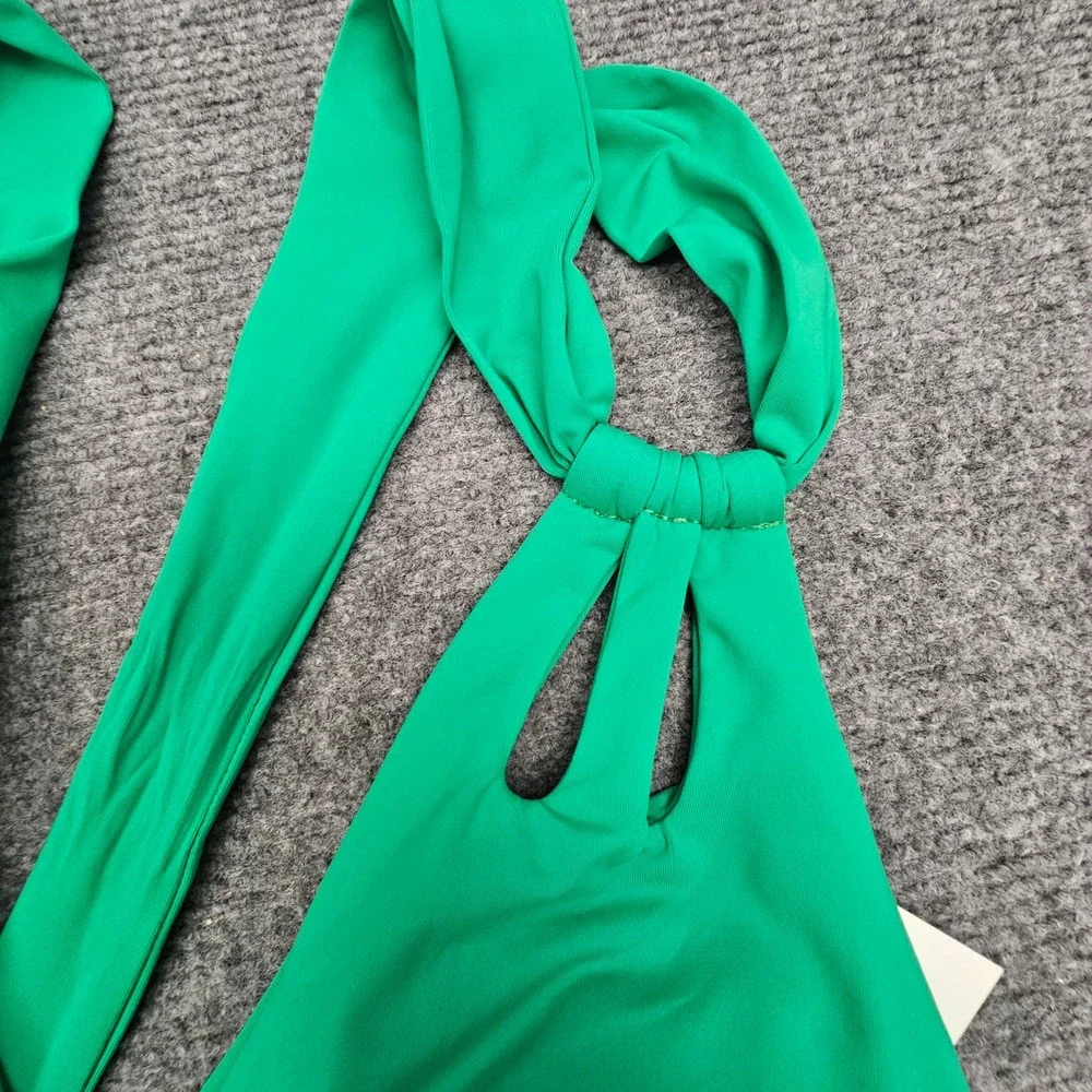 BECCA ETC One Piece Swimsuit Womens 2X Green Ruched Knot Detail Swimwear NEW